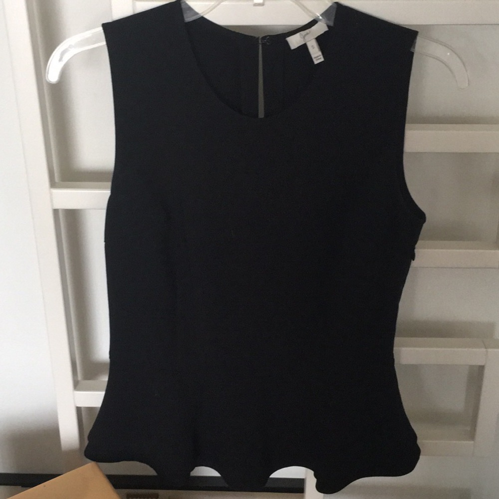 Joie Black Sleeveless Blouse w/Ruffled Peplum